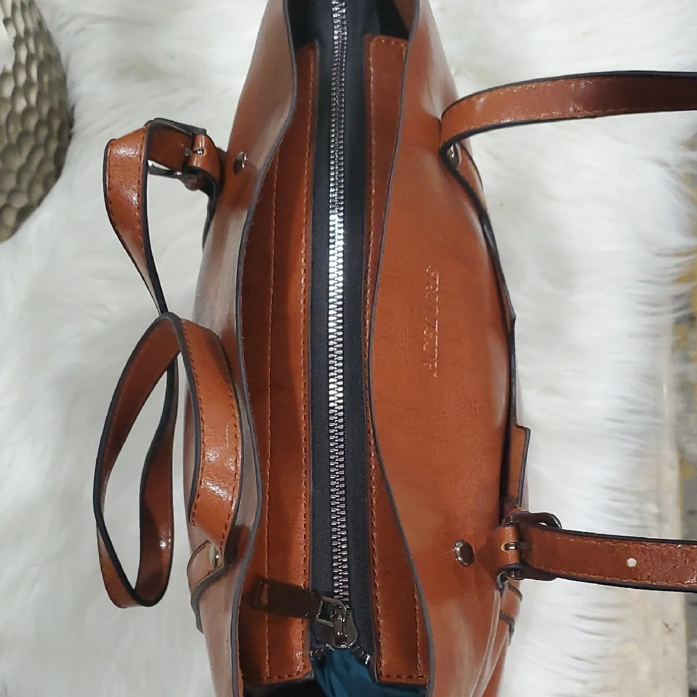 Acelure Leather Tote Bag in Rich Brown - Picture 12 of 16